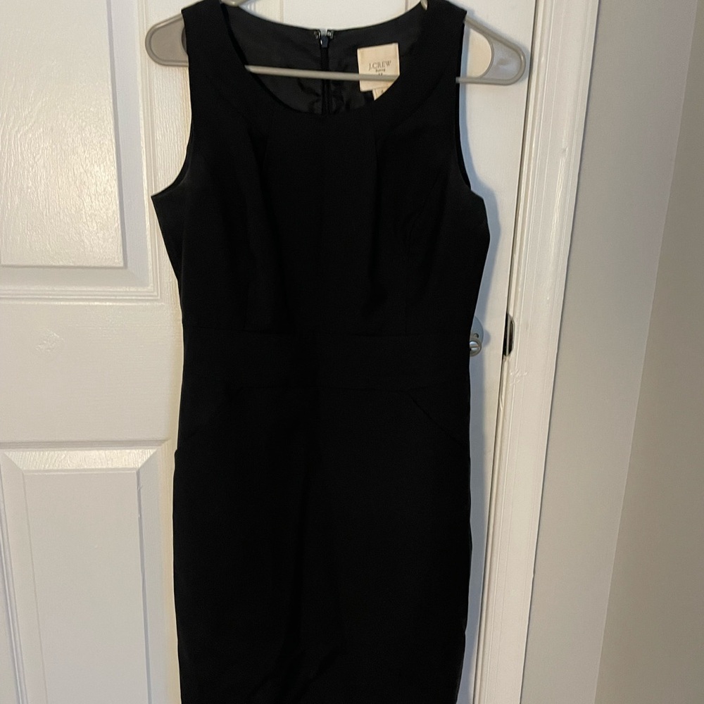 J. Crew Black Sheath Midi Dress Sleeveless Scoop Neck for Cocktail